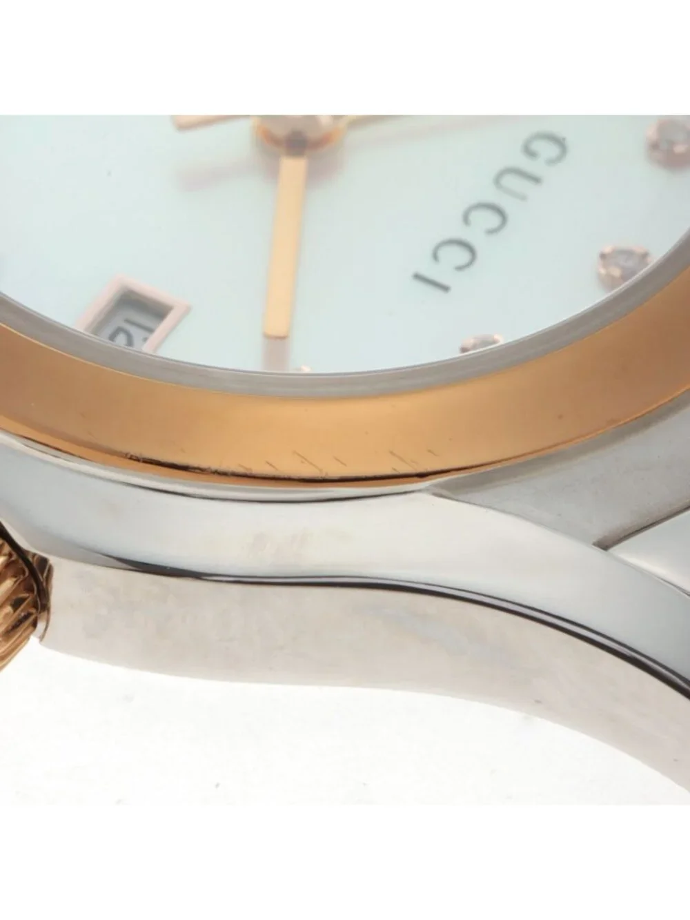 Gucci G-Class Quartz Stainless Steel Pink Gold Plated Shell Watch